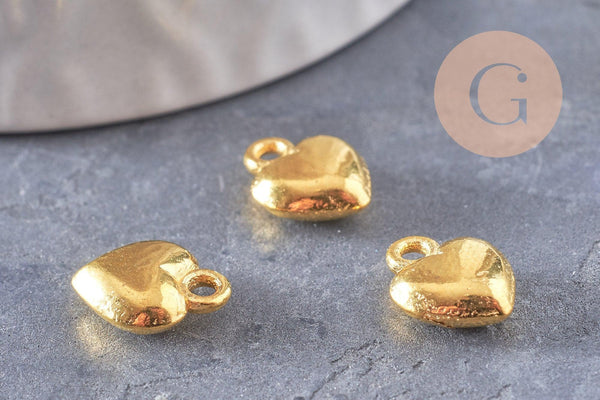 Pendentif coeur zamac doré 11.5mm,x 10 (G3608)