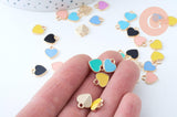 Pendentif coeur zamac doré émail multicolore 12mm,pendentif doré pour création de bijoux, x5 (G6103)