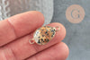 Pendentif connecteur jaspe dalmatien naturel laiton doré 27.5mm,x1 (G0744)