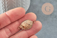 Pendentif connecteur jaspe paysage naturel laiton doré 27.5mm, x1 (G1341)