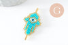 Pendentif connecteur main oeil protecteur rocaille MIYUKI TOHO turquoise or 37mm, x1 (G5725)