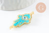 Pendentif connecteur main oeil protecteur rocaille MIYUKI TOHO turquoise or 37mm, x1 (G5725)