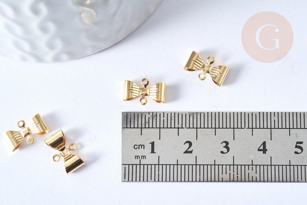 Pendentif connecteur noeud acier doré 12mm, breloque doré, acier inoxydable doré, pendentif sans nickel, x10 G6061