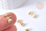 Pendentif connecteur noeud acier doré 12mm, breloque doré, acier inoxydable doré, pendentif sans nickel, x10 G6061