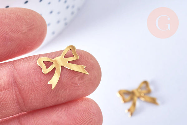 Pendentif connecteur noeud papillon laiton brut 15mm, x2 (G6504)