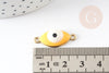 Pendentif connecteur oeil émail jaune,pendentif en laiton doré porte-bonheur contre mauvais oeil 10.5mm, x1 G3930