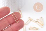 Pendentif connecteur ovale acier 304 inoxydable doré IP 18K texturé 20mm, x2 (G10374)