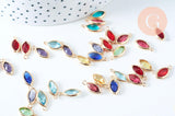 Pendentif connecteur ovale doré cristal 14.5mm,pendentif cristal coloré, x1 (G6391)