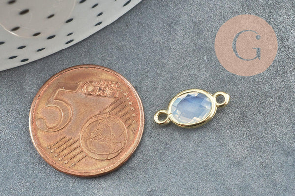 Pendentif connecteur ovale en cristal opalite laiton doré 15mm, x1 (G4675)