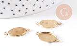 Pendentif connecteur ovale support cabochon 14x10mm acier 304 inoxydable IP, x2 (G10292)