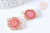Pendentif connecteur plat rond quartz teinté rose laiton doré 24,5-33mm, pierre, x1 (G8042)
