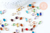 Pendentif connecteur rectangle doré cristal 14.5mm,pendentif cristal coloré, x1 (G6393)