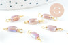 Pendentif connecteur rectangle verre facetté violet bleu irisé laiton doré 15.5mm, x5 (G10730)