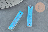 Pendentif connecteur rectangle verre transparent irisé,pendentif verre, 30mm, x2 (G4144)