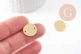 Pendentif connecteur rond acier 201 inoxydable doré 16mm, x1 (G10183)