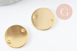Pendentif connecteur rond acier 201 inoxydable doré 16mm, x1 (G10183)