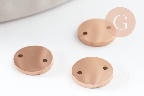 Pendentif connecteur rond acier 304 inoxydable or rose PVD 7mm, x1 (G9584)