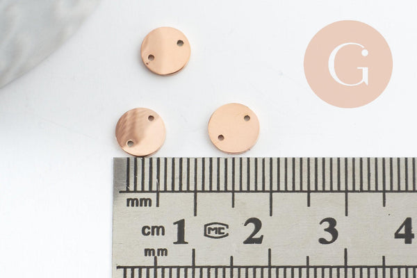 Pendentif connecteur rond acier 304 inoxydable or rose PVD 7mm, x1 (G9584)