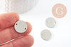 Pendentif connecteur rond acier platine 304 inoxydable 16mm, création bijoux acier inoxydable x5 G9583