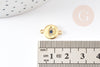 Pendentif connecteur rond oeil laiton doré 18K zircons,pendentif en laiton doré porte-bonheur contre mauvais oeil 10mm, x1 G4743