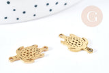 Pendentif connecteur tortue acier 201 doré inoxydable 19.5mm, x1 (G8619)