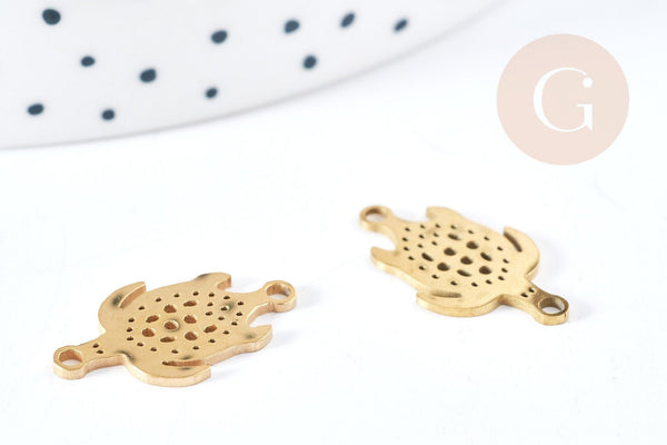 Pendentif connecteur tortue acier 201 doré inoxydable 19.5mm, x1 (G8619)