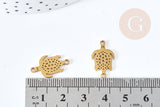Pendentif connecteur tortue acier 201 doré inoxydable 19.5mm, x1 (G8619)