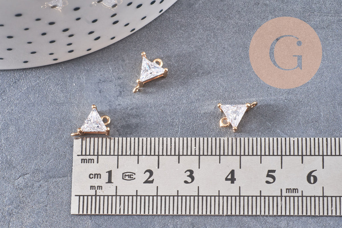 Pendentif connecteur triangle en cristal doré 11x8mm, pendentif en cristal, pendentif en or, cristal coloré, création de bijoux, x1 G5890