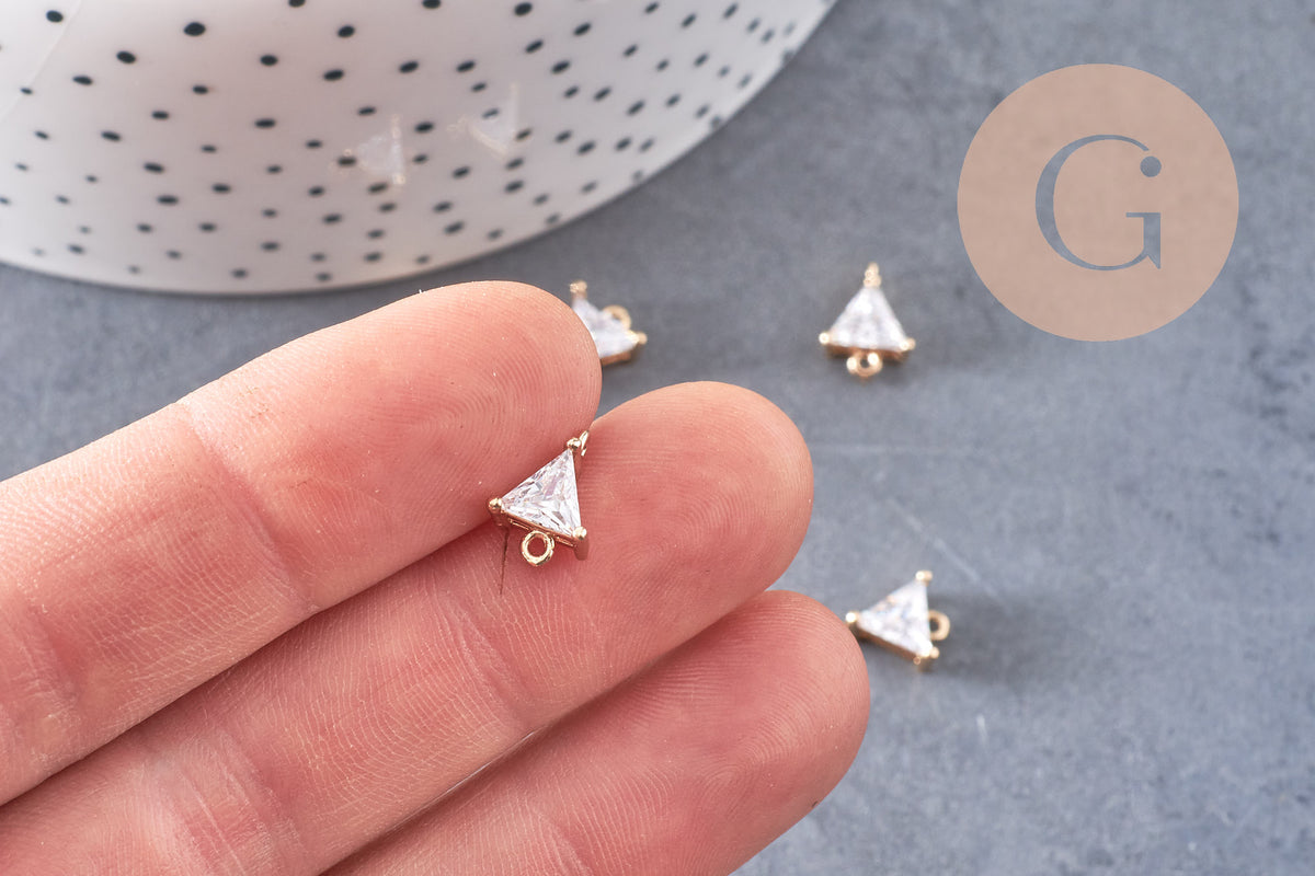 Pendentif connecteur triangle en cristal doré 11x8mm, pendentif en cristal, pendentif en or, cristal coloré, création de bijoux, x1 G5890