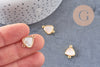 Pendentif connecteur triangle nacre or blanc naturel 19mm, coquille blanche, bijou en nacre, x1 (G5984)