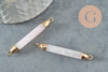 Pendentif connecteur tube quartz rose naturel fer doré 45mm,création bijoux pierre naturelle, x1 G3389