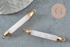 Pendentif connecteur tube quartz rose naturel fer doré 45mm,création bijoux pierre naturelle, x1 G3389