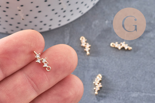 Pendentif constellation laiton doré 18K et zircons 13mm, x1 (G5987)