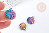Pendentif coquillage acier 201 irisé multicolore inoxydable IP 18mm, x1 (G8616)