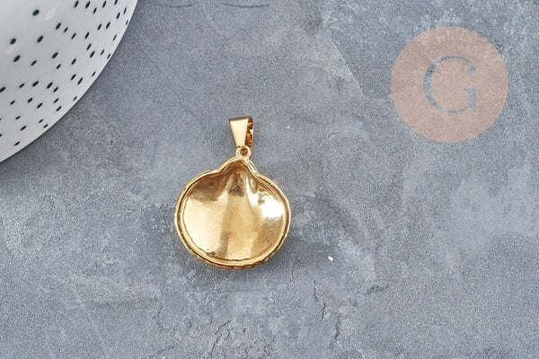 Pendentif coquillage acier 304 doré inoxydable 27mm, x1 (G3280)