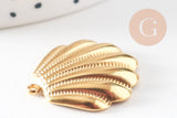 Pendentif coquillage acier IP inoxydable doré 18K 26.5mm, x1 (G10806)