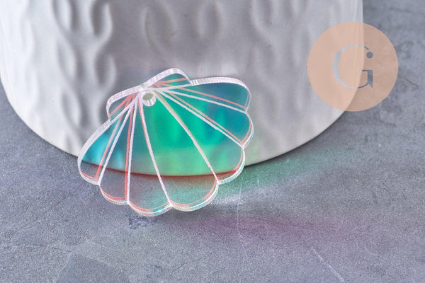 Pendentif coquillage acrylique 25/27.5mm, x2 (G10274)