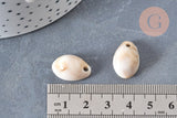 Pendentif coquillage cauri acrylique beige marbré 19mm, x10 (G5488)