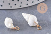 Pendentif coquillage blanc zamac doré 25mm, x2 (G10079)
