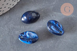 Pendentif coquillage cauri acrylique bleu marbré 19mm, x10 (G1280)