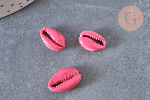 Pendentif coquillage cauri naturel rose 15mm, x5 (G1530)