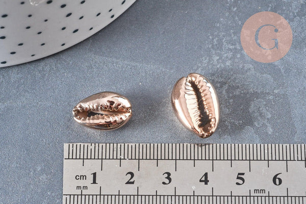 Pendentif coquillage cauris or rose,coquillage naturel,cauri doré,coquillage bijou,20mm, x5 (G0158)