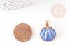 Pendentif coquillage doré bleu 24.5mm, pendentif coquillage pour création bijoux x 2 (G5793)