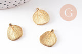 Pendentif coquillage feuille acier 304 doré inoxydable 18mm, x1 (G11005)