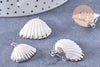 Pendentif coquillage naturel coque argenté, x1 (G1260)