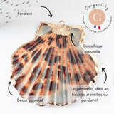 Pendentif coquillage naturel coque doré léopard 41-55mm, pendentif doré pour création bijoux or, x1 G1735