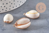 Pendentif coquillage naturel doré, pendentif doré, coquillage Conch bijou, coquillage naturel, 23mm, x1 G0890