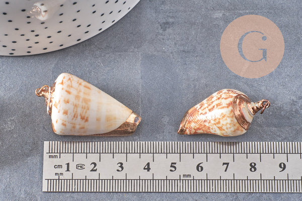 Pendentif coquillage naturel spirale doré, pendentif doré, création bijoux, coquillage bijou,coquillage or, 36-46mm-G6463