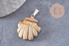 Pendentif coquillage pierre naturelle et de synthèse laiton platine 22-25mm, x1 (G10344)