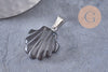Pendentif coquillage pierre naturelle et de synthèse laiton platine 22-25mm, x1 (G10344)